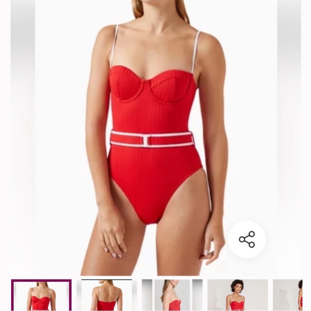 SOLID AND STRIPED Red One-Piece Swimsuit NEW